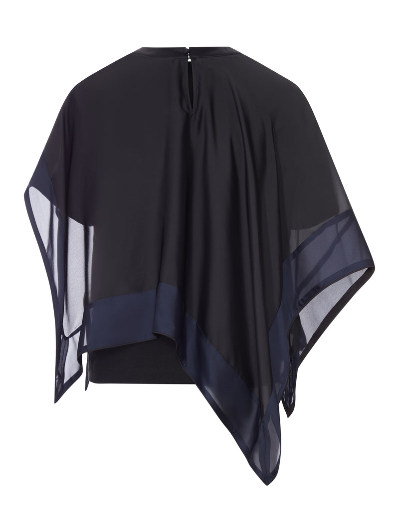 COTTON T-SHIRT WITH CHIFFON CAPE