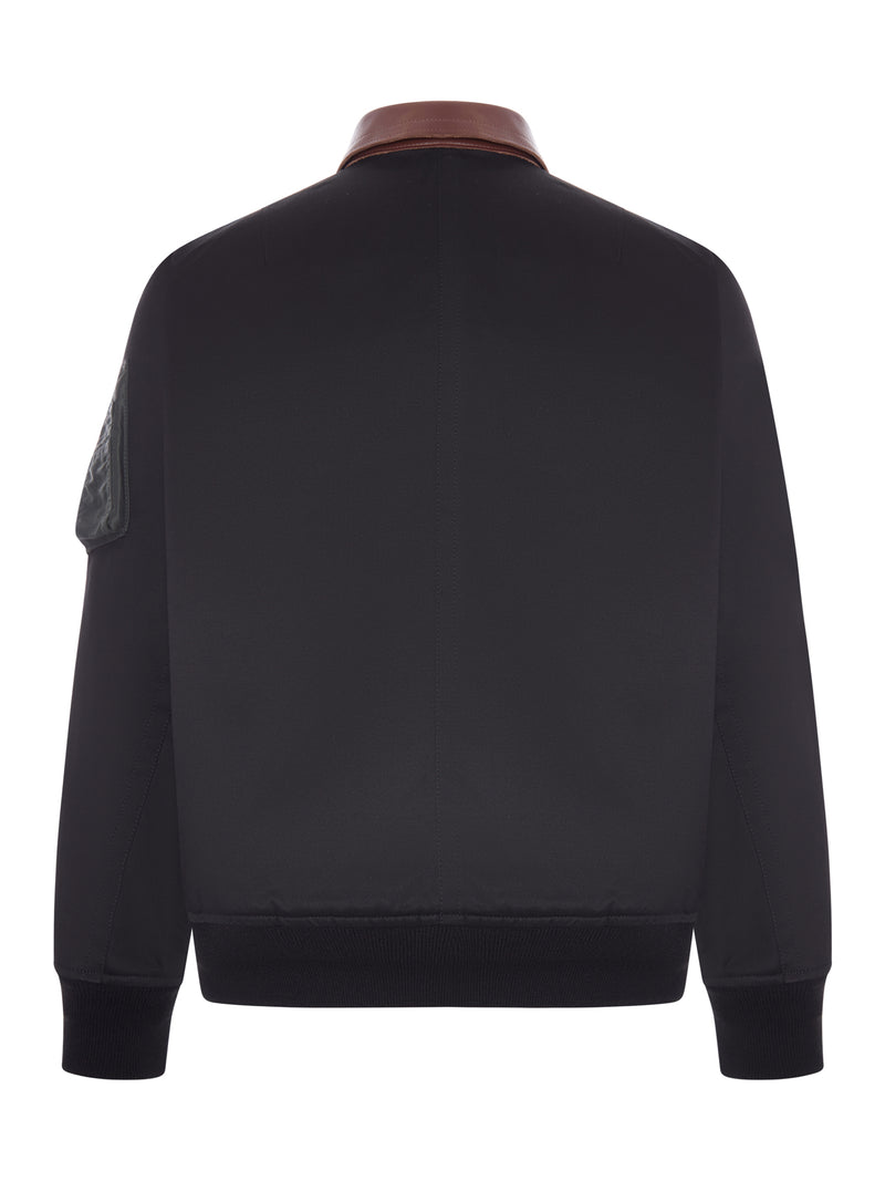 UTILITY BOMBER JACKET WITH LEATHER DETAILS