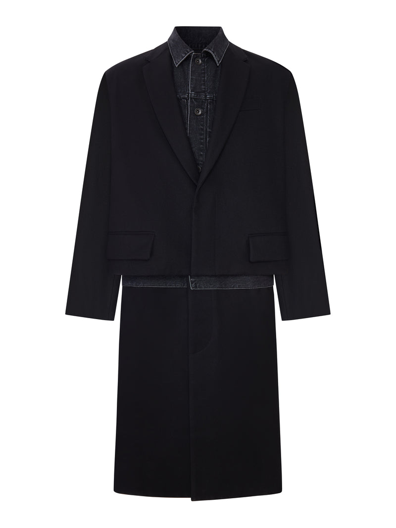 PANELLED COAT WITH DENIM INSERT