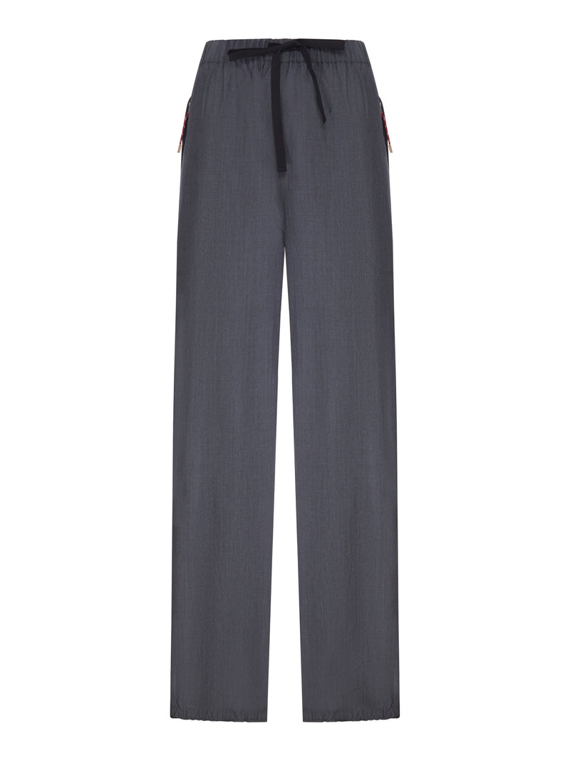 WOOL AND MOHAIR SPORTS TROUSERS