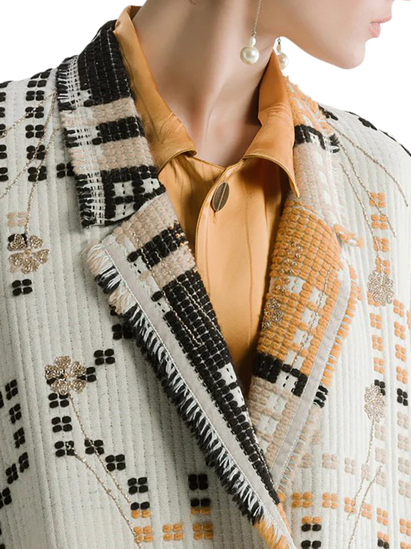 LONG EMBROIDERED JACQUARD COAT