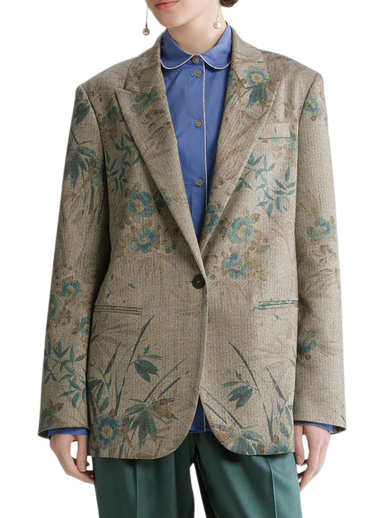 SINGLE-BREASTED FLORAL PRINT BLAZER