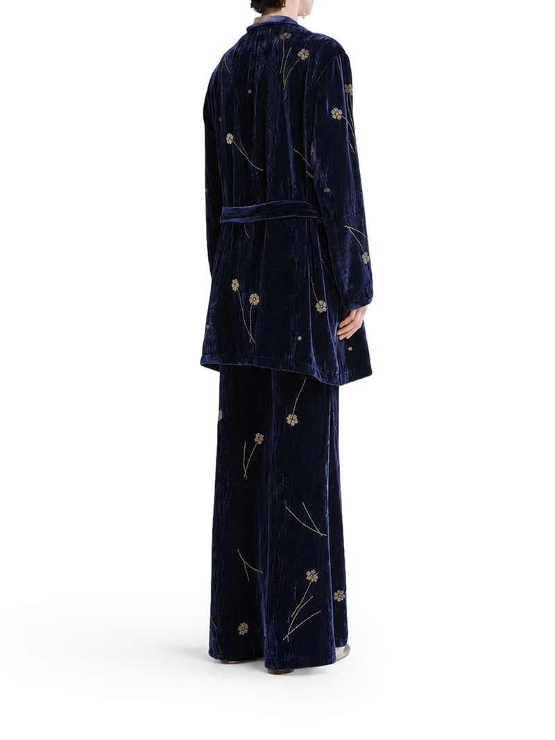 EMBROIDERED VELVET KIMONO WITH BELT