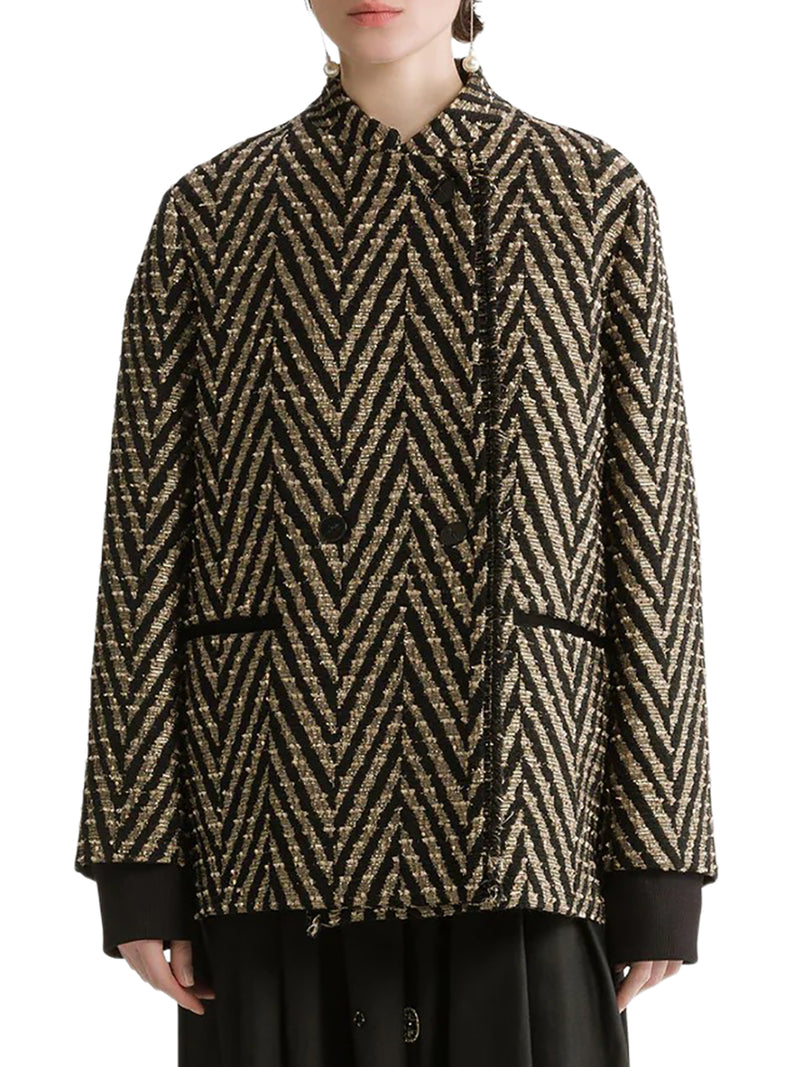 BLACK CHEVRON JAQUARD OVER-JACKET