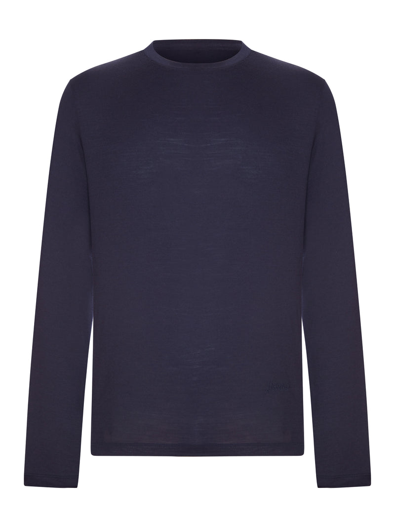 CREW NECK LONG SLEEVED SWEATER WITH TONE-ON-TONE LOGO