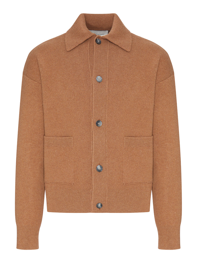 WOOL CARDIGAN WITH SHIRT COLLAR