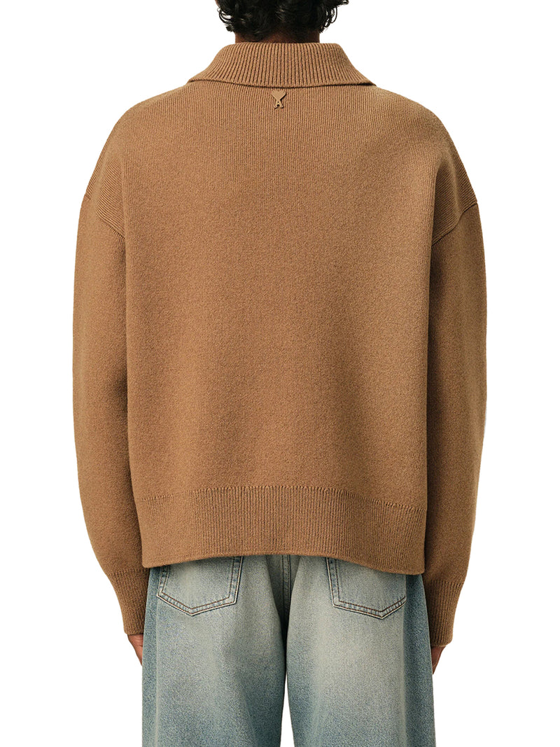 WOOL CARDIGAN WITH SHIRT COLLAR
