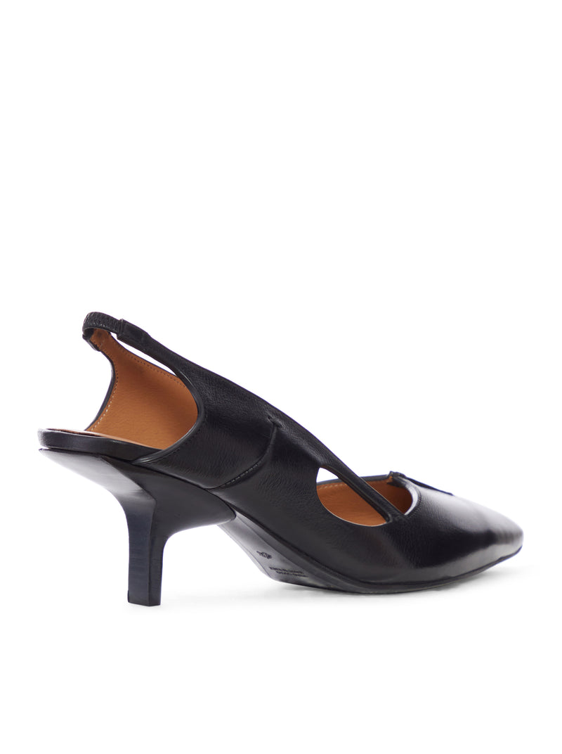 LEATHER SLINGBACK WITH CUT-OUT DETAILS