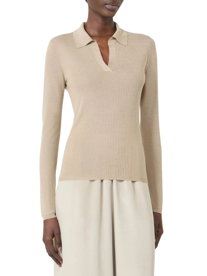 CASHMERE AND SILK POLO SWEATER