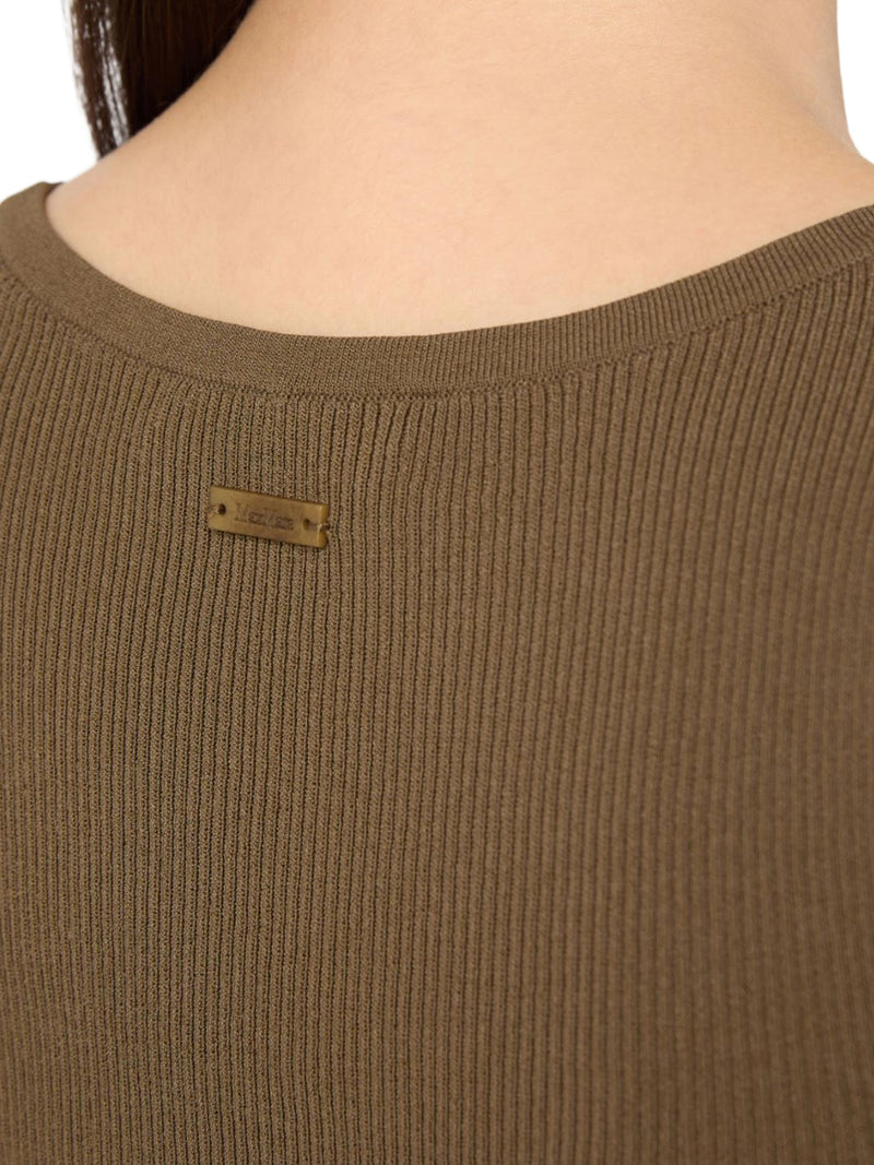FITTED RIBBED TOP IN VISCOSE CREPE