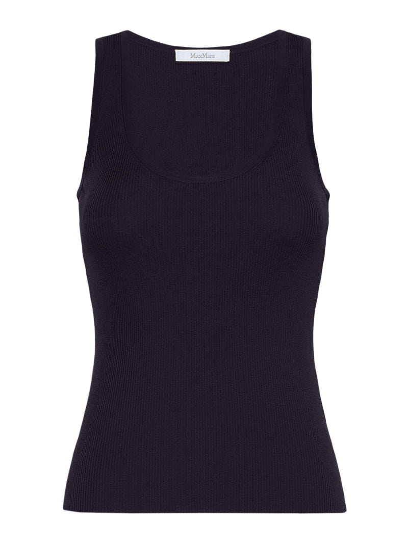 FITTED RIBBED TOP IN VISCOSE CREPE