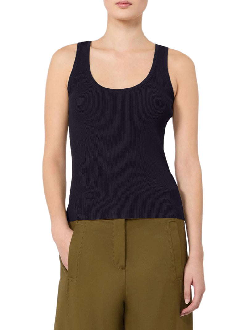 FITTED RIBBED TOP IN VISCOSE CREPE