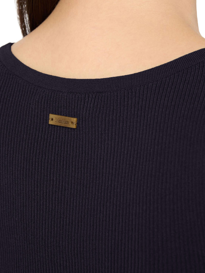 FITTED RIBBED TOP IN VISCOSE CREPE
