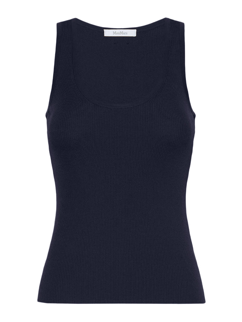 FITTED RIBBED TOP IN VISCOSE CREPE
