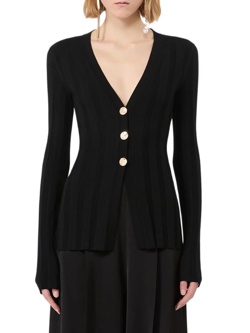 SLIM RIBBED VISCOSE CARDIGAN