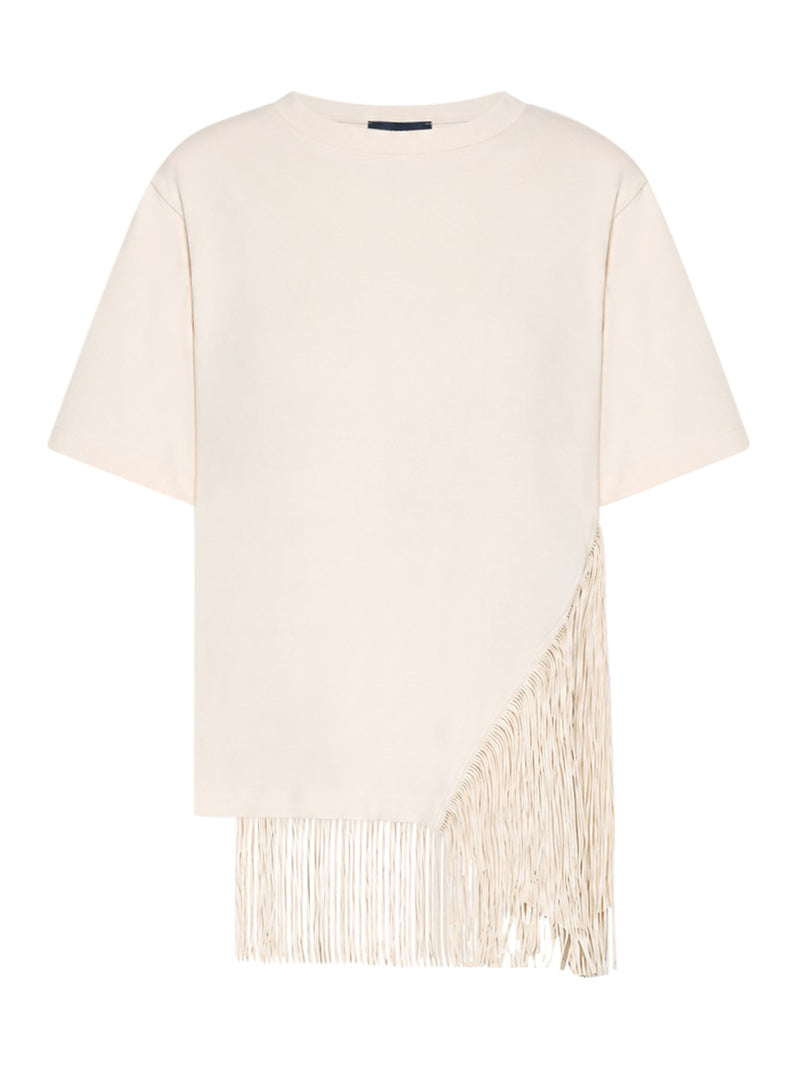 COTTON T-SHIRT WITH FRINGES