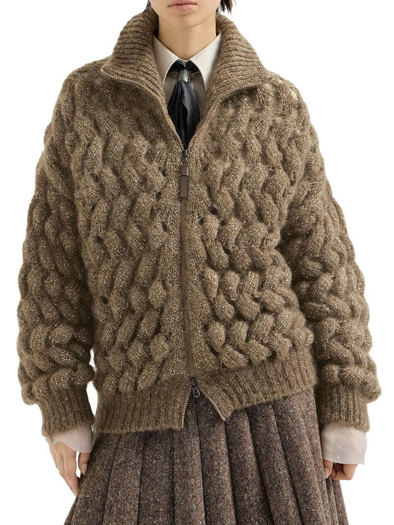 CARDIGAN DAZZLING ZIGZAG CABLES IN MOHAIR E LANA