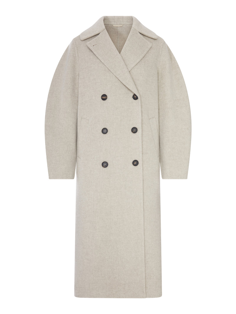LONG DOUBLE-BREASTED WOOL AND CASHMERE COAT