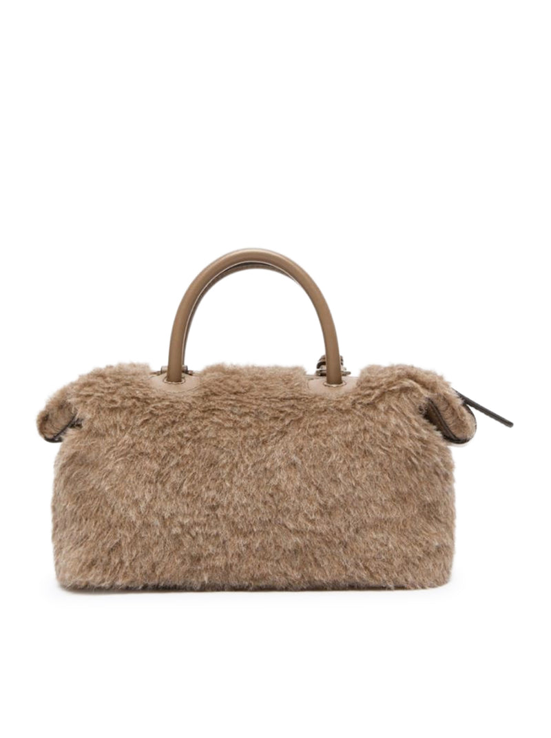 SMALL BOWLING BAG IN ALPACA AND CASHMERE TEDDY FABRIC