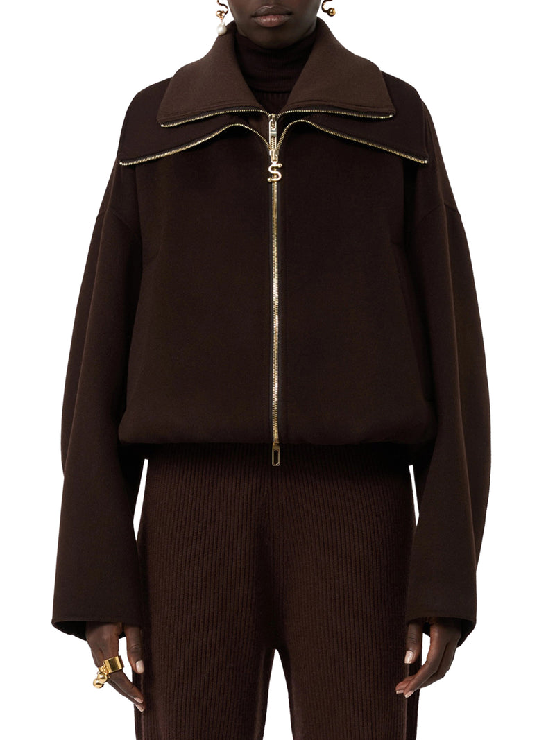 PURE WOOL BOMBER JACKET WITH REMOVABLE FRONT INSERT