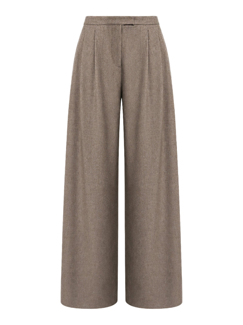 FLARED WOOL FLANNEL TROUSERS