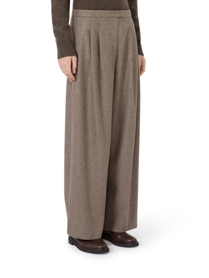 FLARED WOOL FLANNEL TROUSERS