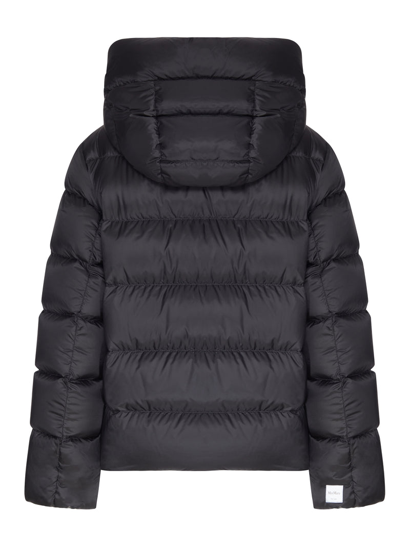 SHORT BLACK HOODED PUFFER JACKET