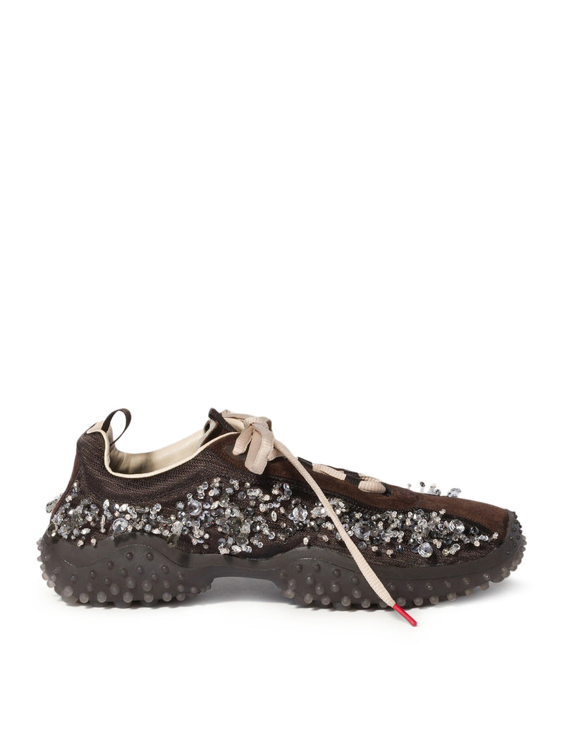 BUBBLE SNEAKERS IN TECHNICAL FABRIC AND SUEDE WITH EMBROIDERY