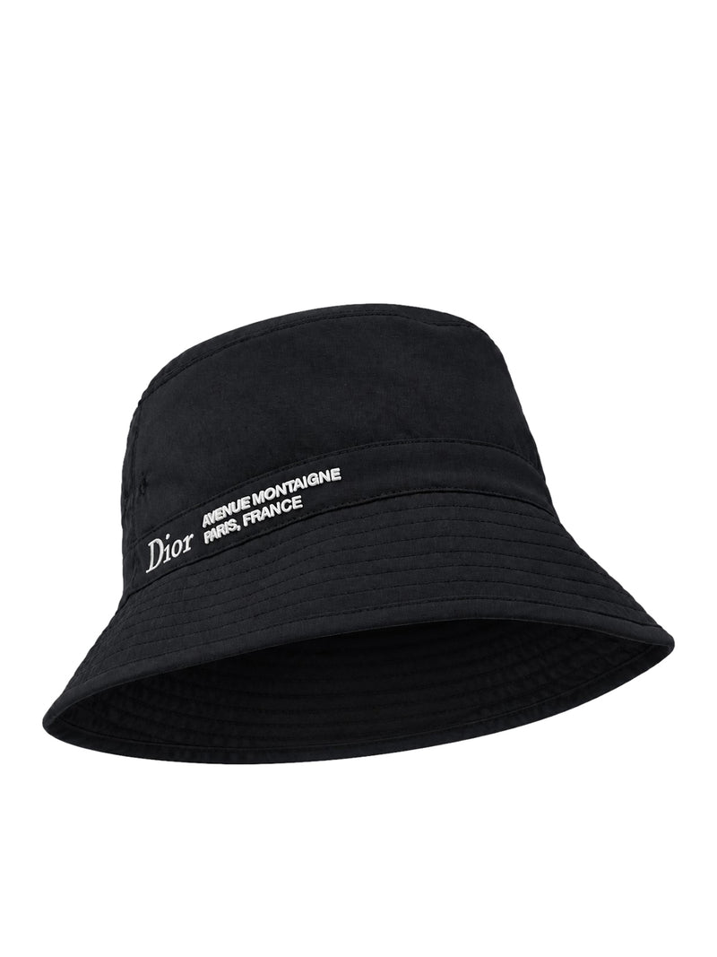 DIOR MONTAIGNE BUCKET HAT IN BLACK TECHNICAL FABRIC