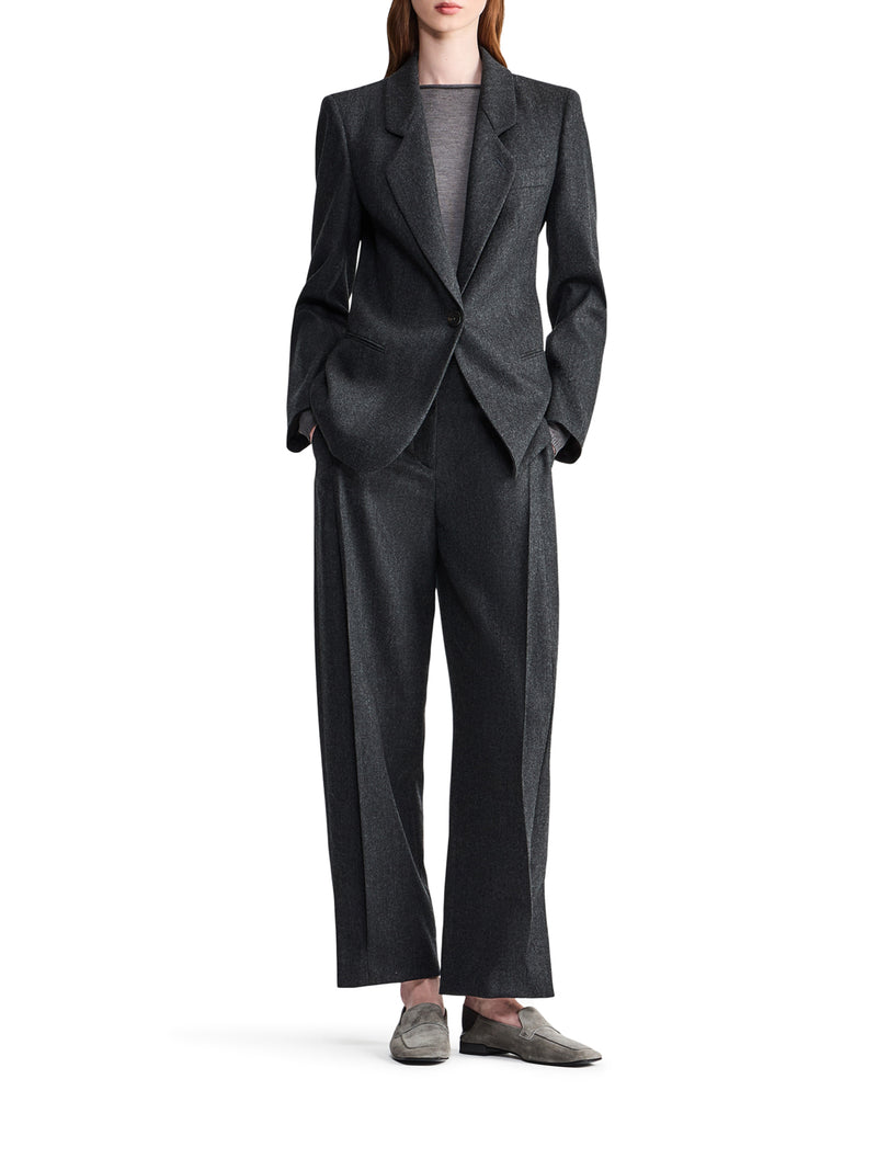 SINGLE-BREASTED WOOL AND CASHMERE FLANNEL JACKET