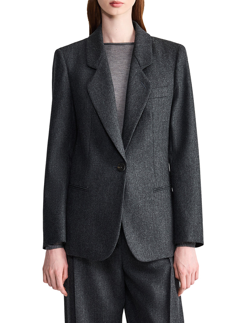 SINGLE-BREASTED WOOL AND CASHMERE FLANNEL JACKET