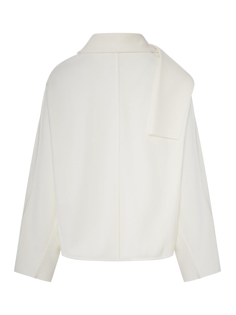 TEXTURED FABRIC SWEATER WITH INTEGRATED SCARF