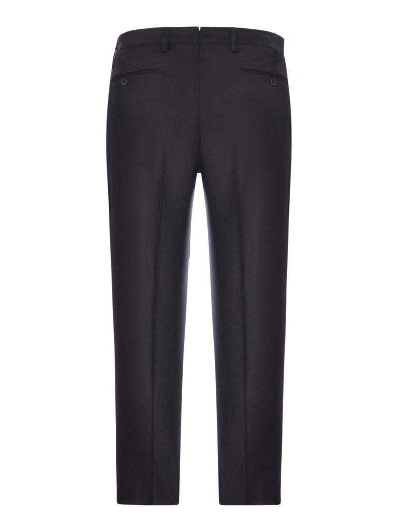 PORTBELLOS-“ZIGNONE” PIECE-DYED PURE WOOL CANVAS TROUSERS