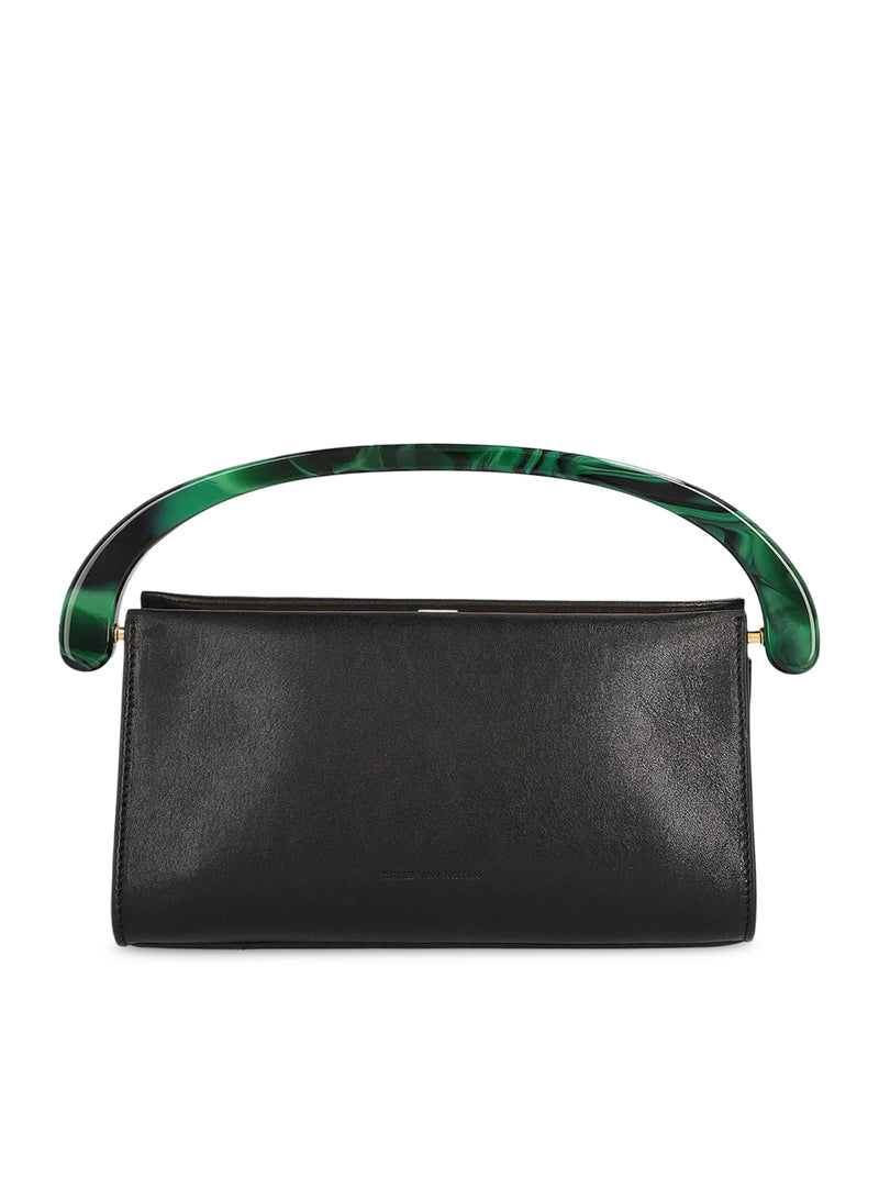 SMALL SMOOTH LEATHER BAG WITH RESIN HANDLE