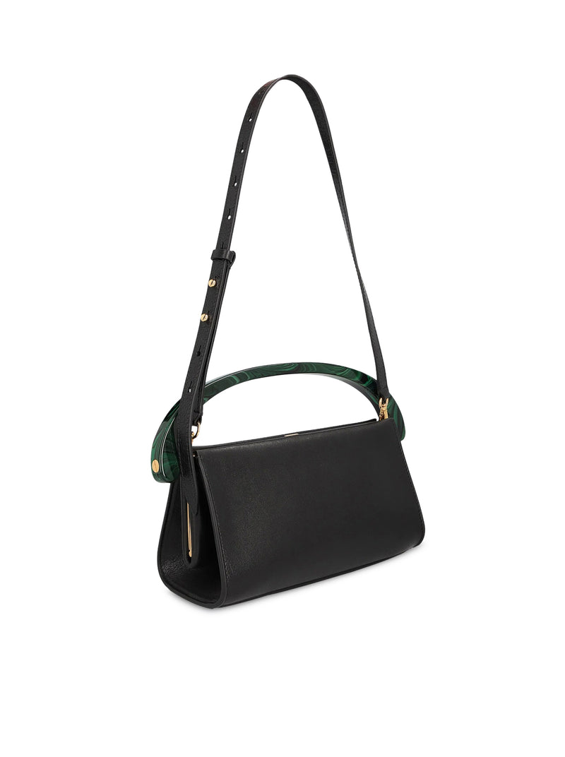 SMALL SMOOTH LEATHER BAG WITH RESIN HANDLE