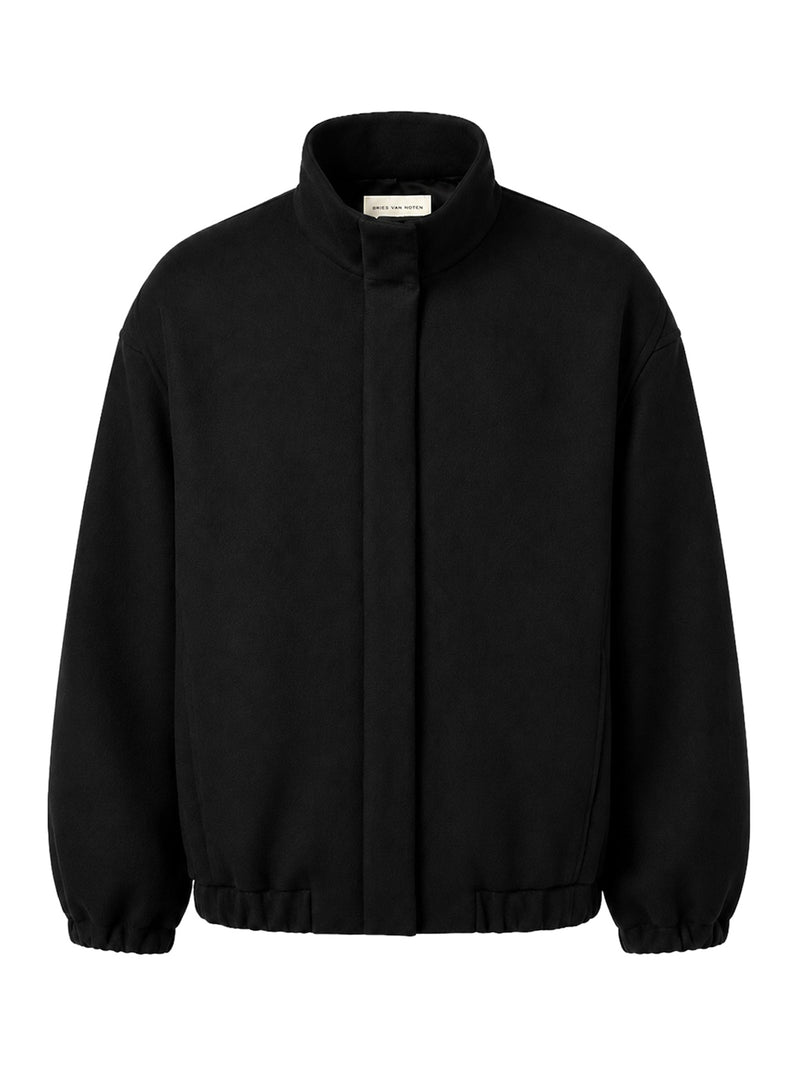 WOOL-BLEND BOMBER JACKET WITH HIGH COLLAR