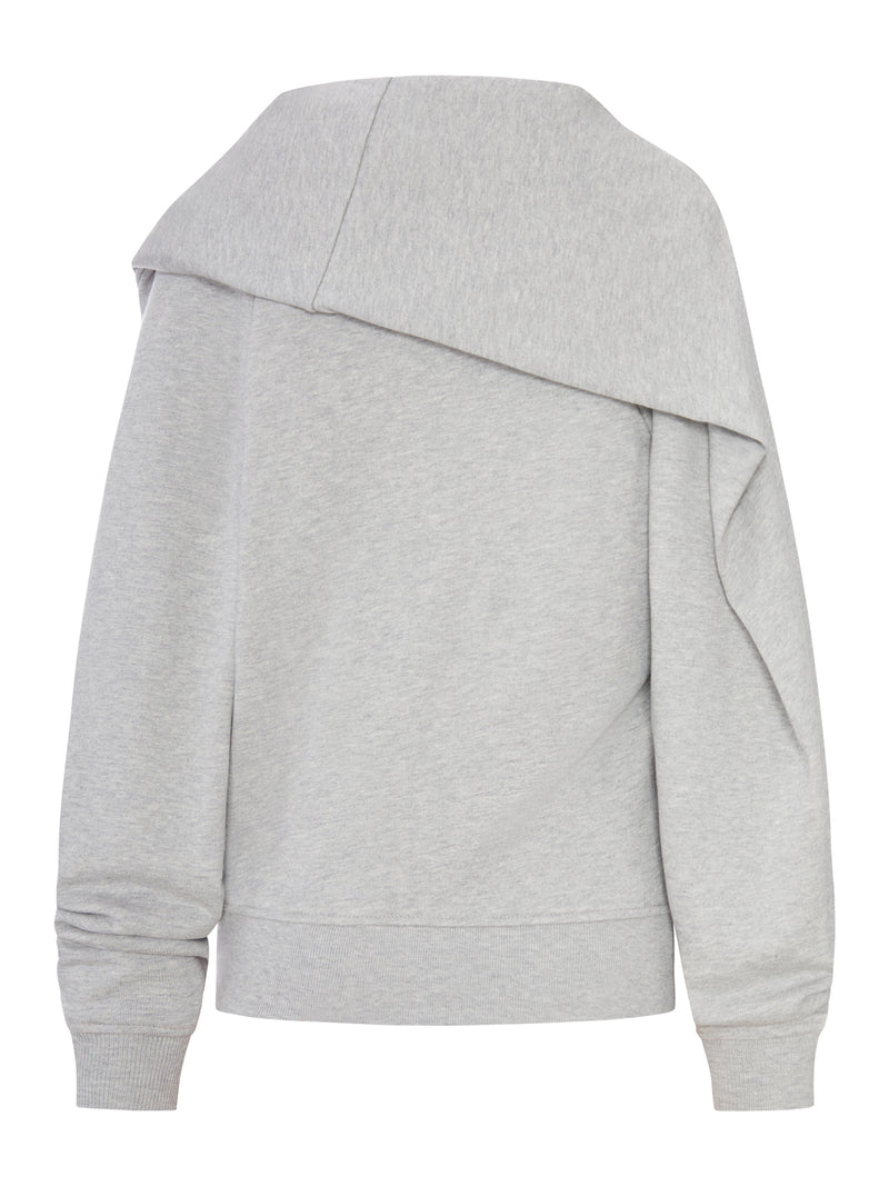COTTON SWEATSHIRT WITH DRAPE ON THE BACK