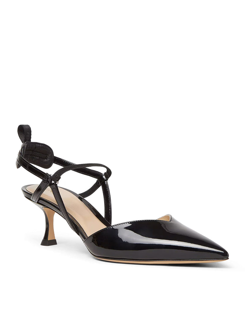VERY COLIBRÌ SLINGBACK WITH MEDIUM HEEL IN BLACK PATENT LEATHER