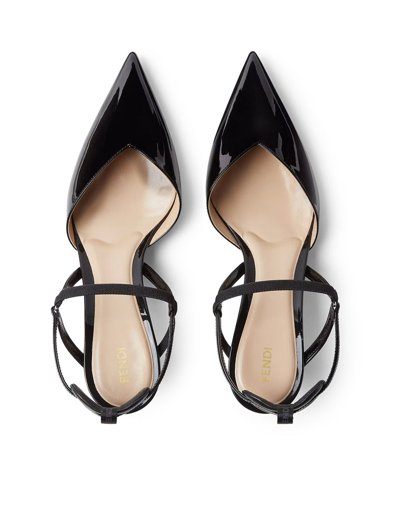 VERY COLIBRÌ SLINGBACK WITH MEDIUM HEEL IN BLACK PATENT LEATHER