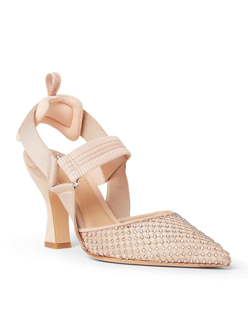HUMMINGBIRD HIGH-HEELED SLINGBACK IN PINK MESH AND SUEDE