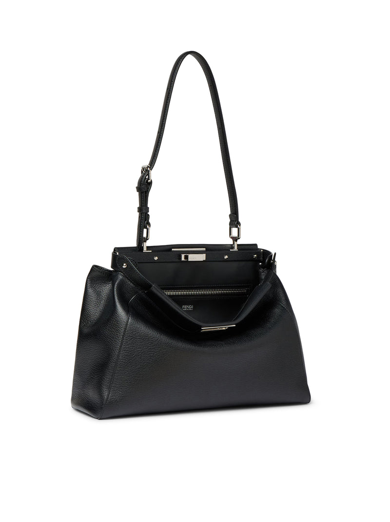 MY MEDIUM PEEKABOO® BLACK LEATHER BAG WITH EMBROIDERED MIRRORS