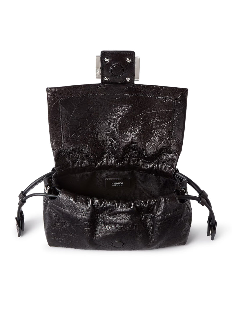BLACK CRACKLED BAGUETTE® SOFT SMALL LEATHER BAG