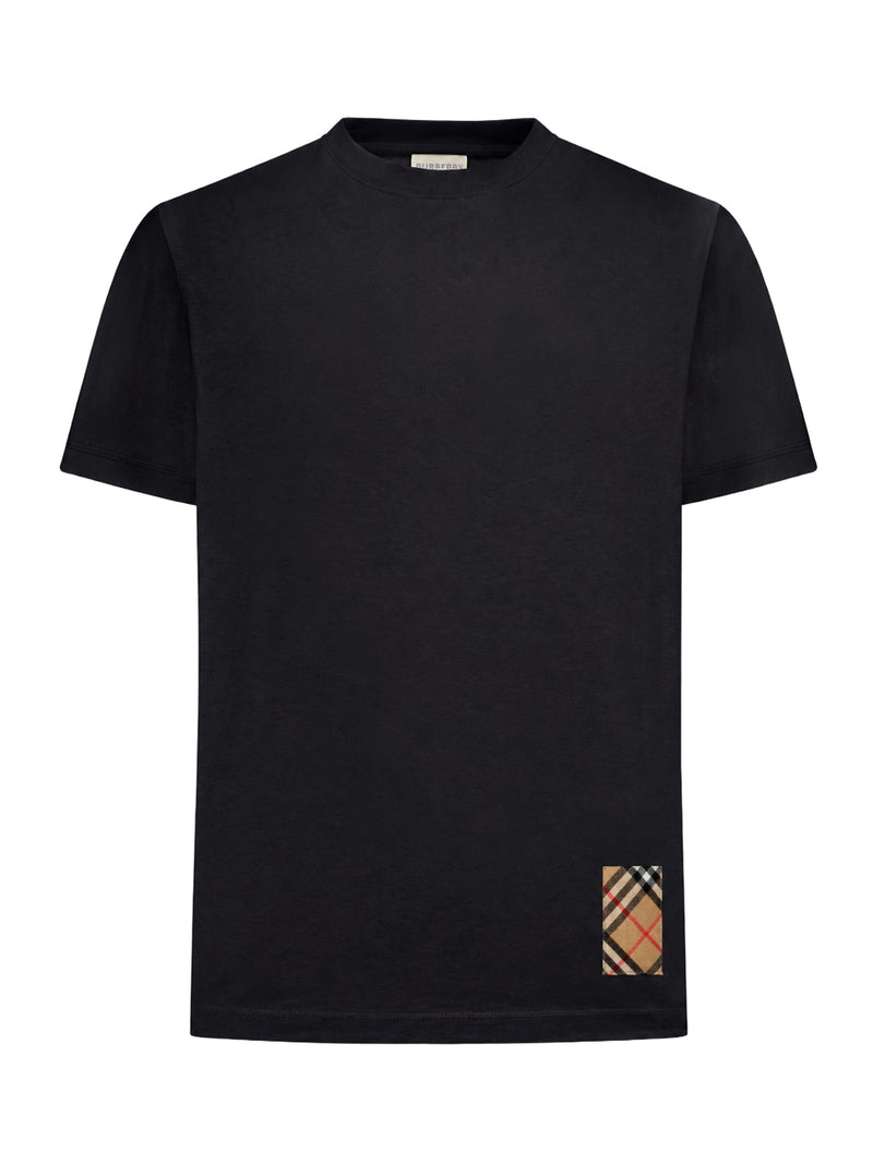 COTTON T-SHIRT WITH CHECK APPLIQUE