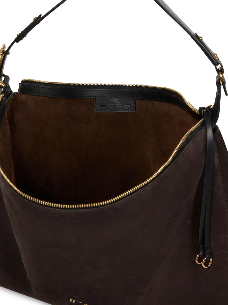 HOBO ROSETTE SUEDE BAG
