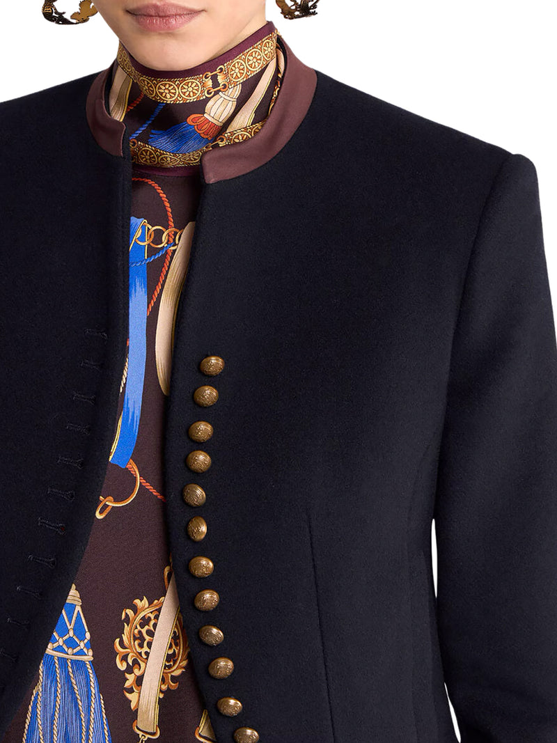 CROPPED WOOL-BLEND FELT JACKET WITH PEGASO BUTTONS