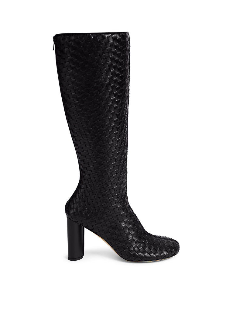 CHERRY WOVEN LEATHER BOOTS