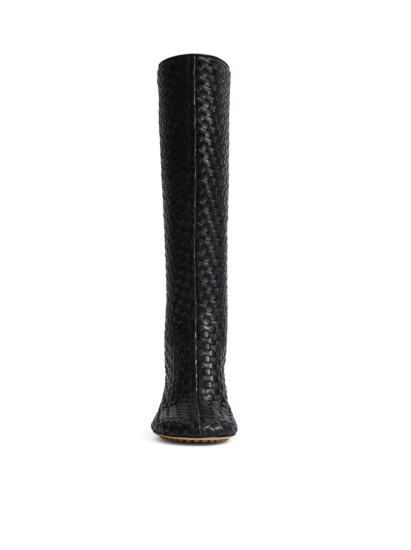 CHERRY WOVEN LEATHER BOOTS