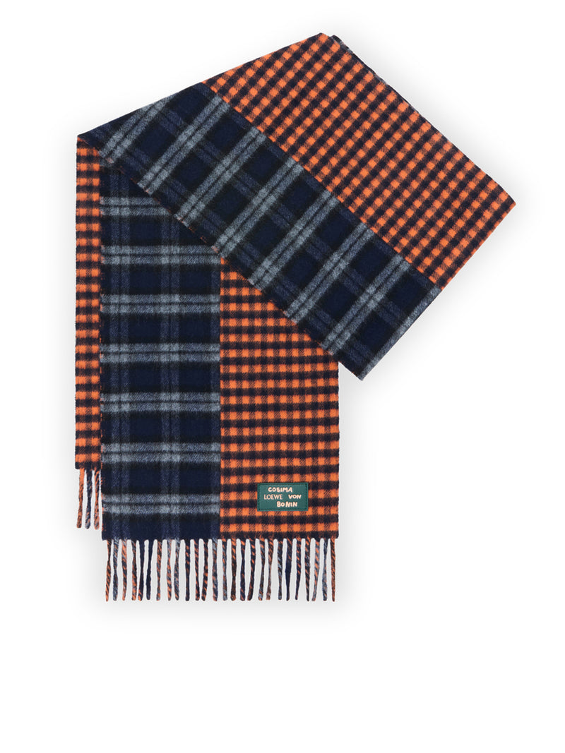 JACQUARD WOOL AND CASHMERE BLEND SCARF WITH CHECKED PATTERN