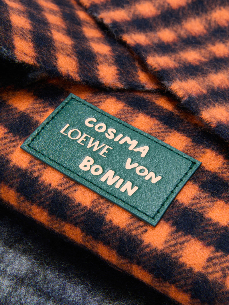 JACQUARD WOOL AND CASHMERE BLEND SCARF WITH CHECKED PATTERN