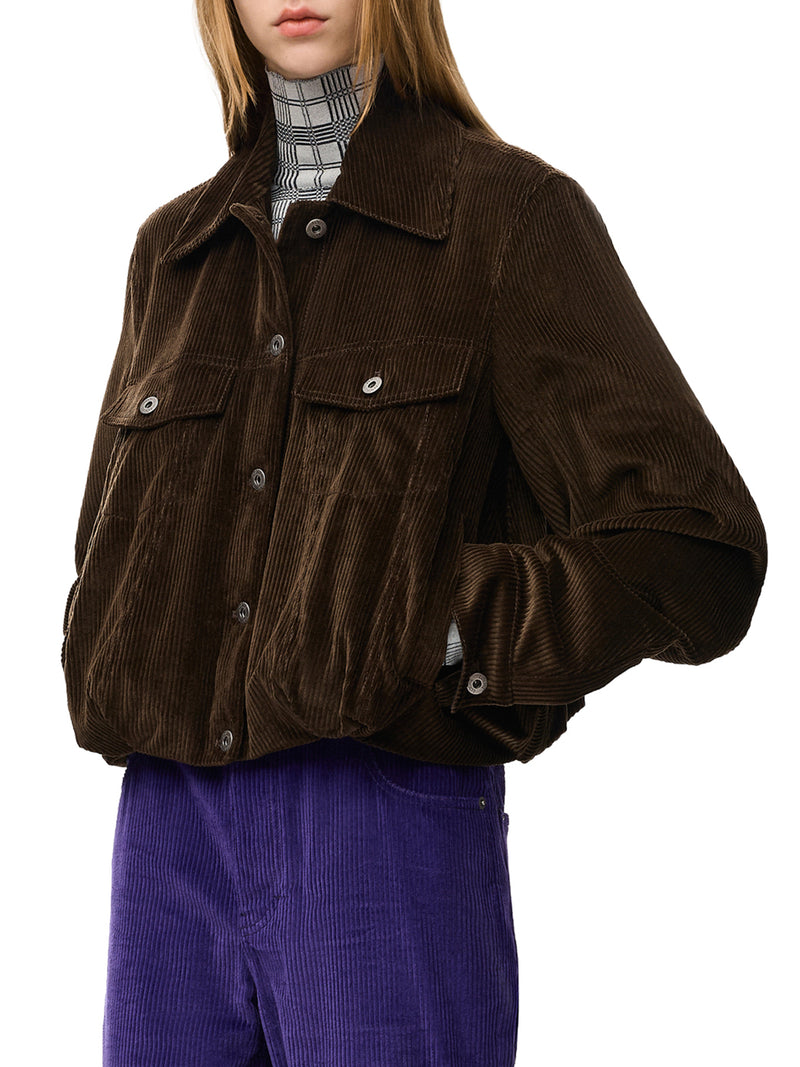 COTTON CORDUROY JACKET WITH A BALLOON SILHOUETTE AND CURVED SLEEVES